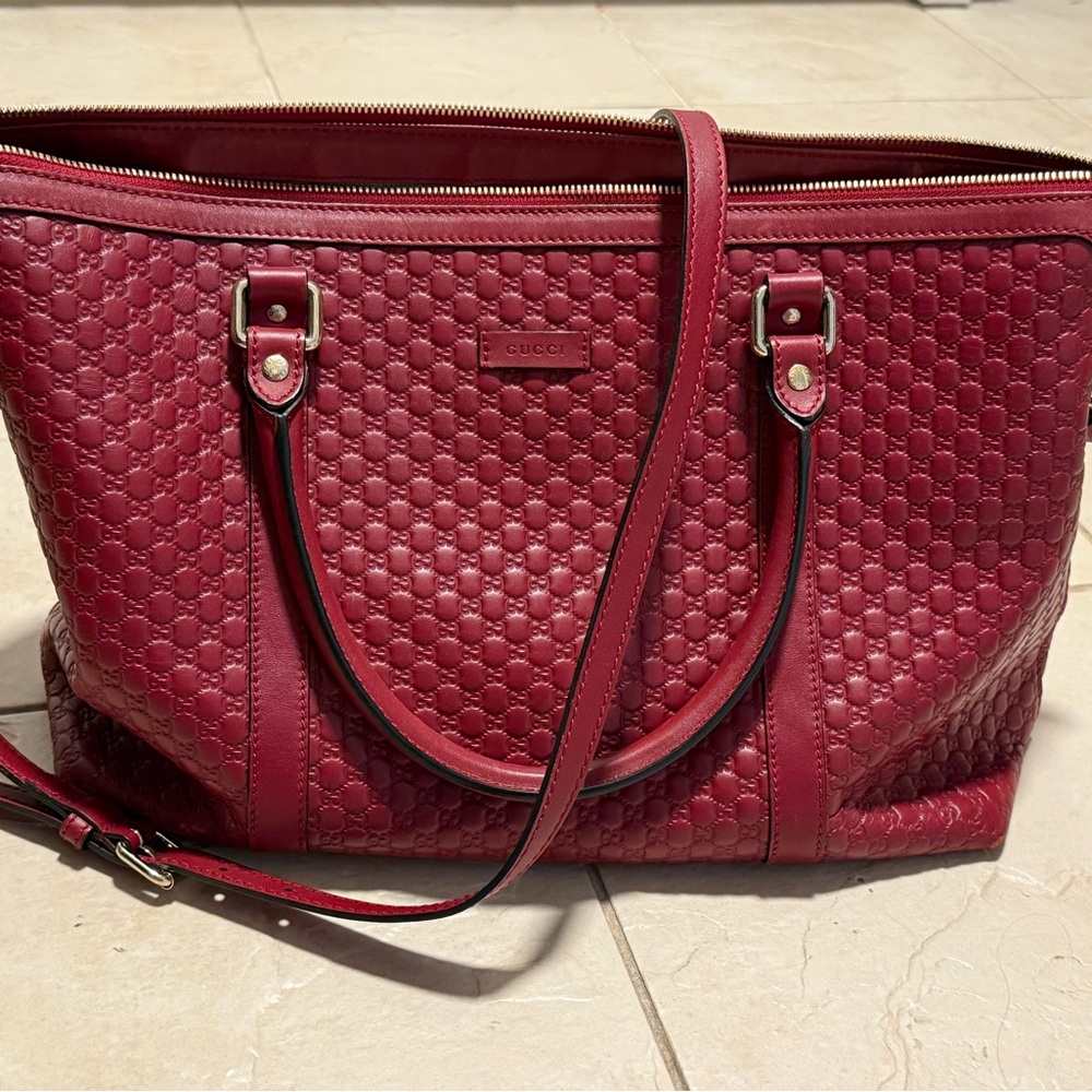 Gucci Burgundy Quilted Tote Bag